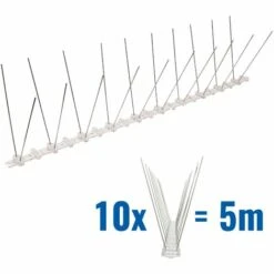 PESTSYSTEMS 5 Mètre Pics Anti Pigeons 2 Rangées En Polycarbonate - Solution De Qualité Pour Contrôle Des Oiseaux