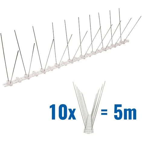 PESTSYSTEMS 5 Mètre Pics Anti Pigeons 2 Rangées En Polycarbonate - Solution De Qualité Pour Contrôle Des Oiseaux