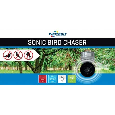 WEITECH WK0108 SONIC BIRD CHASER Répulsif Oiseaux Pigeons Moineaux Corbeaux Etourneaux ... – Image 2