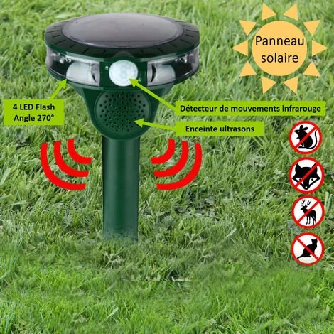 FISHTEC® Répulsif Ultrasons Solaire + Flash 270° - Détecteur De Mouvement – Image 5