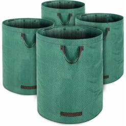 GARDEBRUK 4x Sacs De Jardin 280L 50kg Sac à Déchets Avec 3 Poignées Arceau En PVC Feuilles Déchets Jardin Branches 4x Sac à Déchets De Jardin