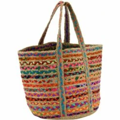 AUBRY GASPARD Sac De Plage En Jute Naturelle Et Coton Multicolore - Multicolore