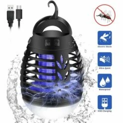 LITZEE Lampe Anti Moustique, 2 Dans 1 Lanterne Camping Tente LED Lampe Piège à Moustiques, Etanche Avec 2200mAh Batterie Rechargeable Pour Camping