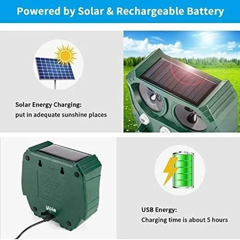 BRIDAY Répulsif à Ultrasons Pour Animaux - Répulsif Solaire - Étanche - Répulsif Contre Les Animaux - Répulsif Contre Les Martres Et Les Oiseaux – Image 3