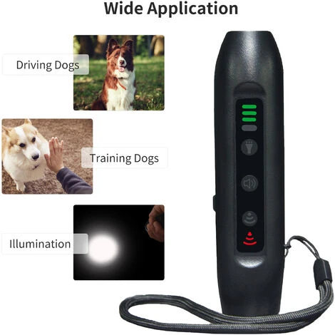 ASUPERMALL Repulsif A Ultrasons Pour Chien A 3 Modes, Dispositif D'Entrainement De Chien Rechargeable Portable Avec Lampe De Poche Intelligente A Haute Luminosite, Dispositif De Dressage De Chien Avec Indicateur Led â Image 5