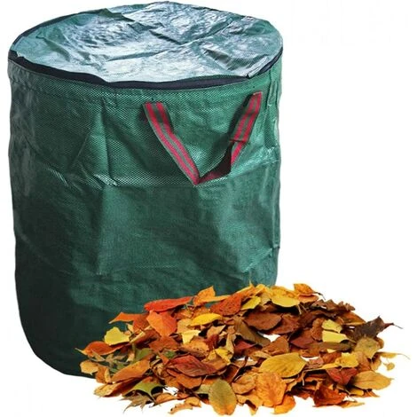 AIDUCHO Sacs à Déchets De Jardin, Grande Capacité Avec Couvercle Et Poignées, Sacs Poubelles Pliables Et étanches, 3 Tailles : 120 L/272 L/300 L (taille : 120 L)