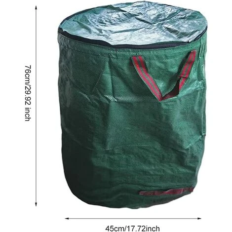 AIDUCHO Sacs à Déchets De Jardin, Grande Capacité Avec Couvercle Et Poignées, Sacs Poubelles Pliables Et étanches, 3 Tailles : 120 L/272 L/300 L (taille : 120 L) – Image 2