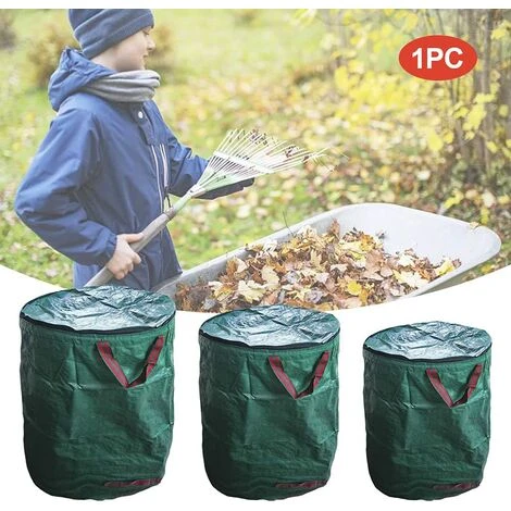 AIDUCHO Sacs à Déchets De Jardin, Grande Capacité Avec Couvercle Et Poignées, Sacs Poubelles Pliables Et étanches, 3 Tailles : 120 L/272 L/300 L (taille : 120 L) – Image 4