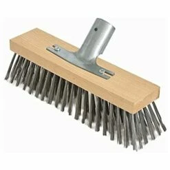 BARES Balai En Poil D'acier, 30 Cm Avec Support De Manche En Métal - Ø 28 Cm - Tête Balai Brosse - Corps En Bois De Hêtre Haute Qualité