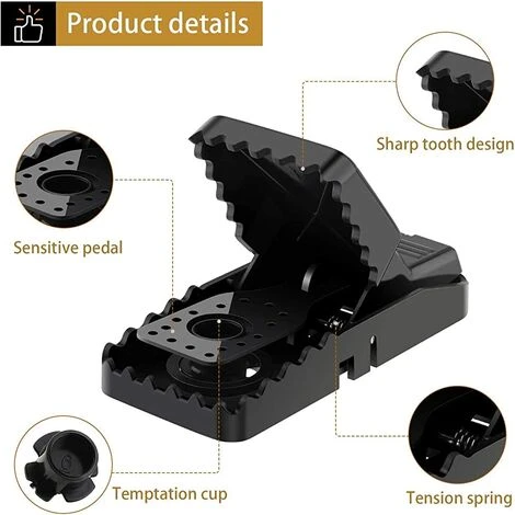 TANABATA 8 PCS Piège à Souris. Réutilisable Piège à Rats Avec Ressort Puissant Et Sensible Contrôle Our Intérieur Cuisine Extérieur Jardin. Facile à Utiliser – Image 3