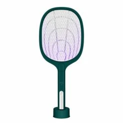 KARTOKNER Batterie Au Lithium De Protection En Maille Raquette Anti Moustique Electrique Rechargeable LED Tapetteà Mouches USB Rechargeable Tue Mouche Electrique Répulsifs À Mouches (vert)