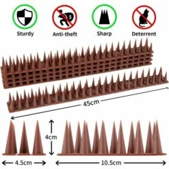 ELLE 5.4 Meters Répulsif Pigeon Balcon Anti Oiseaux Répulsif Pic Anti Chat Fence Spikes Repellent Spikes Protection Du Jardin Contre Les Oiseaux- 12 Packs