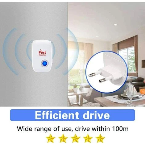 SUPERMARKET Ultrason Souris Et Rats, Anti Araignee,Répulsif Anti Rongeurs,Répulsif Antiparasitaire à Ultrasons, Répulsif Moustique Ultrason Haute Puissance, Anti Coquerelle,Mouches,Moustique,Cafards, 4pcs,Superma – Image 3
