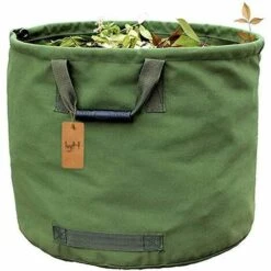 SUPERMARKET Sac De Jardinage 125L Extra-Robuste Avec Poignées, Sac De Ramassage Feuilles Verte Avec Toile Militaire (H45.7 Cm, D55.8 Cm)，Superma