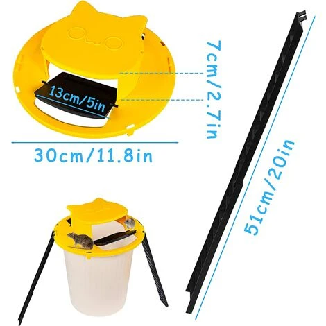 QERSTA Seau Piège à Souris, Piège à Rats Et Attrape Souris Flip Slide Bucket Lid, Pièges à Souris Réutilisables, Mouse Trap Intelligent, Bucket Lid Mouse Avec Échelle à Glissière(Bucket Non Inclus) – Image 2