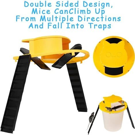 QERSTA Seau Piège à Souris, Piège à Rats Et Attrape Souris Flip Slide Bucket Lid, Pièges à Souris Réutilisables, Mouse Trap Intelligent, Bucket Lid Mouse Avec Échelle à Glissière(Bucket Non Inclus) – Image 3