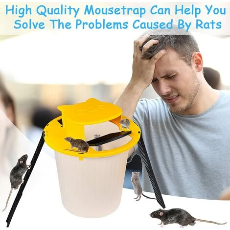 QERSTA Seau Piège à Souris, Piège à Rats Et Attrape Souris Flip Slide Bucket Lid, Pièges à Souris Réutilisables, Mouse Trap Intelligent, Bucket Lid Mouse Avec Échelle à Glissière(Bucket Non Inclus) – Image 4
