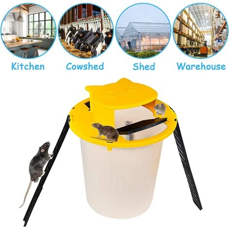 QERSTA Seau Piège à Souris, Piège à Rats Et Attrape Souris Flip Slide Bucket Lid, Pièges à Souris Réutilisables, Mouse Trap Intelligent, Bucket Lid Mouse Avec Échelle à Glissière(Bucket Non Inclus) – Image 5