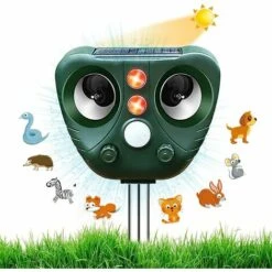 SUPERMARKET Répulsif Chat Exterieur, Ultrason Chat, Repulsif Chien, Charge Solaire,Chargement USB Prévenir Les Chiens Et Les Chats, Les Oiseaux, Pour Jardins, Champs, Pépinières, Etanche IP65,Superma,vert,1 Pièces