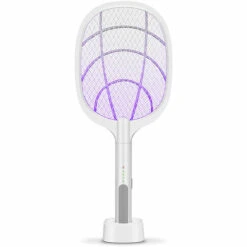 Raquette Anti Moustique,Betterlife 2 En 1 3000V USB Rechargeable Tapette à Mouches Electrique, Avec Base De Chargement, Protection De Maille 3 Couches, Pour IntéRieur Et ExtéRieur