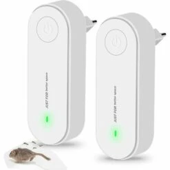 QERSTA Répulsif Ultrason Souris, Répulsif Ultrasons Insectes, Répulsif Nuisible, Anti Moustique Ultrason Souris Et Rat Avec LED Lumière Nocturne Anti Cafards, Anti Souris, Anti Rat - 100% Sûr (2 Pcs, Blanc)