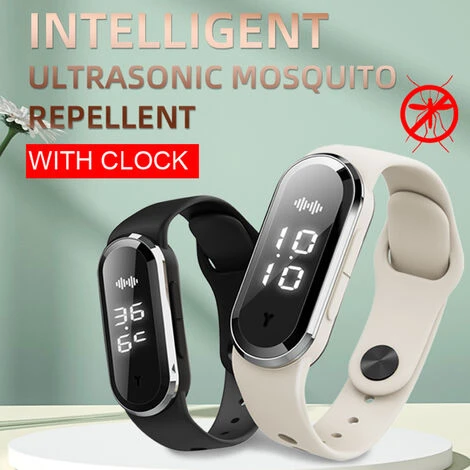 ASUPERMALL Bandes Anti-Moustiques à Ultrasons Bande Anti-Insectes Non Toxique Sans Deet Réutilisable Protection Longue Support Horloge Comptage Des Étapes Mesure De La Température, Blanc Type 1 - Blanc Type 1 – Image 3