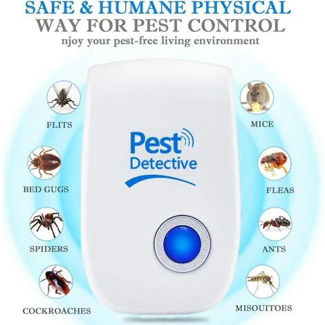 ABCRITAL Répulsif Ultrason,Répulsif À Ultrasons Pour Rat, Araignée, Souris, Fourmis, Cafards, Punaises De Lit Et Autres Rongeurs(4 Unités) – Image 4