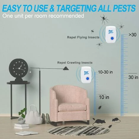 ABCRITAL Répulsif Ultrason,Répulsif À Ultrasons Pour Rat, Araignée, Souris, Fourmis, Cafards, Punaises De Lit Et Autres Rongeurs(4 Unités) – Image 5