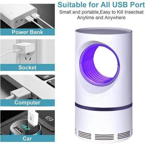 TINOR Lampe Anti-Moustiques, (Version 2022) Moustique Tueur Lampe, LED Répulsif Tueur De Moustiques, USB Piège à Mouche Électrique UV Electrique Moustique Killer Lampe Non Toxique, Efficace, Sûr â Image 5