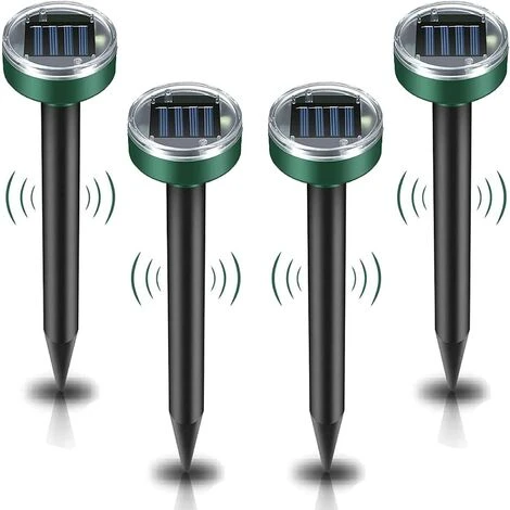 GALOZZOIT Répulsif Solaire Contre Les Taupes, 4 Pièces Répulsif à Ultrasons Contre Les Nuisibles - Lutte Contre Les Taupes Avec IP65 Imperméable à Leau, Répulsif Pour Les Taupes De Jardin Mole Repellent