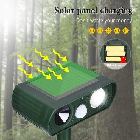 BENOBBY KIDS Répulsif Chat Jardin à Ultrasons, 5 Modes, Alimenté Par USB Ou Solaire, Répulsif Chats Avec Piquet Au Sol – Image 3