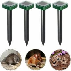 FVBJD Lot De 4 Répulsifs Solaires à Ultrasons Pour Taupes Et Rongeurs