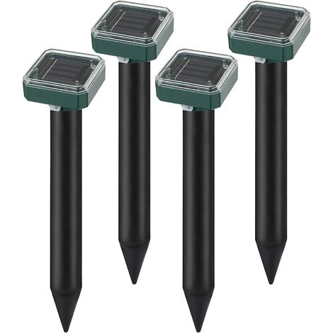 FVBJD Lot De 4 Répulsifs à Ultrasons Carrés à énergie Solaire - Répulsif à Taupes Soniques - Répulsif à Taupes - Répulsif Pour Campagnols - Pour Pelouse De Jardin Et De Cour, Répulsif Anti-rongeurs