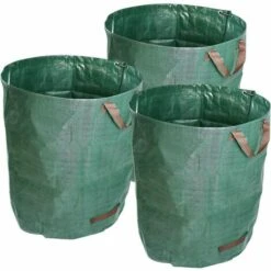 ENLENK Sacs à Déchets De Jardin 3 Pièces Sac De Jardin Réutilisable étanche Heavy Duty Grande Sacs Avec Poignées Sacs à Feuilles Autoportante Et Pliable V7070 (500L)