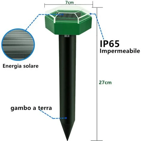 FUHUIDATRADING Répulsif Anti Taupes,répulsif Serpent Ultrason 4 Pcs,Répulsif Taupe Solaire à Ultrason,Répulsif Solaire Contre Les Taupes , Chasse Taupe Solaire,Pour Pelouse, Jardin,anti Taupes/ Serpent(Vert) â Image 2
