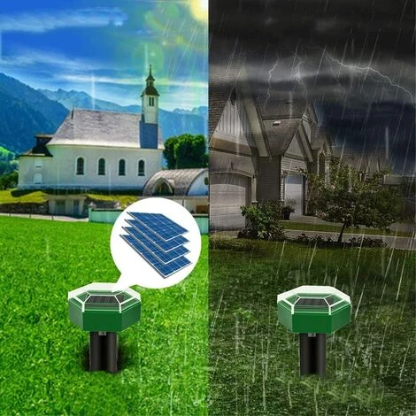 FUHUIDATRADING Répulsif Anti Taupes,répulsif Serpent Ultrason 4 Pcs,Répulsif Taupe Solaire à Ultrason,Répulsif Solaire Contre Les Taupes , Chasse Taupe Solaire,Pour Pelouse, Jardin,anti Taupes/ Serpent(Vert) â Image 3