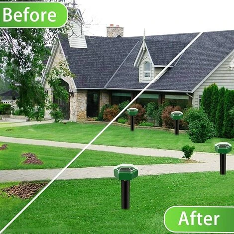 FUHUIDATRADING Répulsif Anti Taupes,répulsif Serpent Ultrason 4 Pcs,Répulsif Taupe Solaire à Ultrason,Répulsif Solaire Contre Les Taupes , Chasse Taupe Solaire,Pour Pelouse, Jardin,anti Taupes/ Serpent(Vert) â Image 4