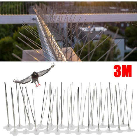 EINFEBEN Défense Contre Les Oiseaux Défense Contre Les Oiseaux Pics à Pigeons Protection Contre Les Pigeons 5 Rangées 3M Défense Contre Les Moineaux - Argent
