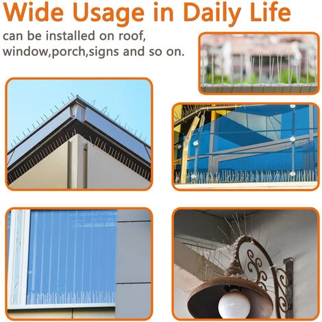 EINFEBEN Défense Contre Les Oiseaux Défense Contre Les Oiseaux Pics à Pigeons Protection Contre Les Pigeons 5 Rangées 3M Défense Contre Les Moineaux - Argent â Image 4