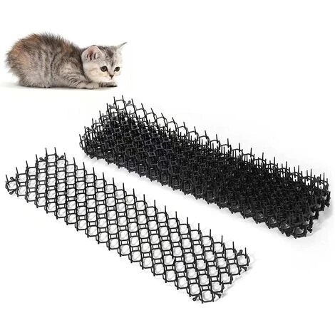 LITZEE Anti-Chat Avec Pointes, Lot De Tapis Anti-écailles Pour Chat Avec Pics, 45x20 Cm Tapis Répulsif Chat Exterieur Pic Anti-Chat, Epine Grille Tapis Anti-Chiens Pour Clôture De Jardin