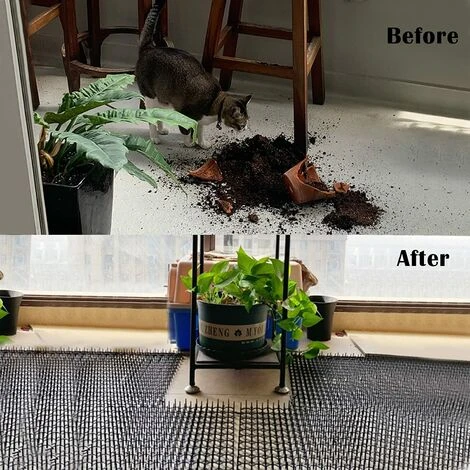 LITZEE Anti-Chat Avec Pointes, Lot De Tapis Anti-écailles Pour Chat Avec Pics, 45x20 Cm Tapis Répulsif Chat Exterieur Pic Anti-Chat, Epine Grille Tapis Anti-Chiens Pour Clôture De Jardin â Image 4