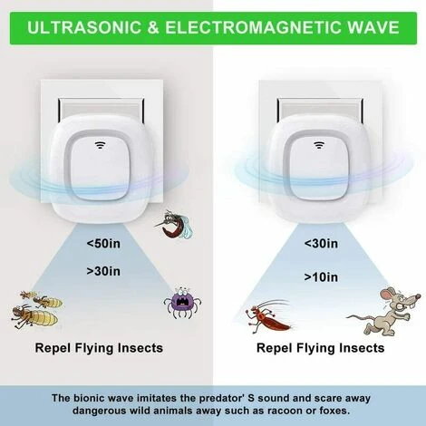 NAXUNNN Lot De 2 Prises Anti-moustiques à Ultrasons Sans Odeur Et Non Toxique, Anti-moustiques, Insectes Rongeurs, Fourmis, Souris, Grattoirs, Araignées Blanc. – Image 3