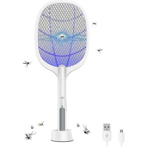 CSPARKV Tapette à Mouches électrique, Usb 2 En 1 Raquette Anti-moustiques, Maille à 3 Couches
