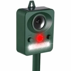 LLOVE Répulsif Chat Ultrason, Répulsif Étanche Charge De Solaire Ou De USB, Fréquence Réglable Répulsif Animaux Et LED Lampe Les Chats, Les Chiens Et Les Renard Pour Jardins Et Champs