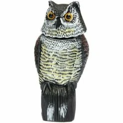 OSQI Effaroucheurs D'oiseaux De 38 Cm Pour Jardins, Leurre De Hibou Avec Tête Rotative, Leurre De Chouette De Jardin Réaliste Pour Effrayer Les Oiseaux