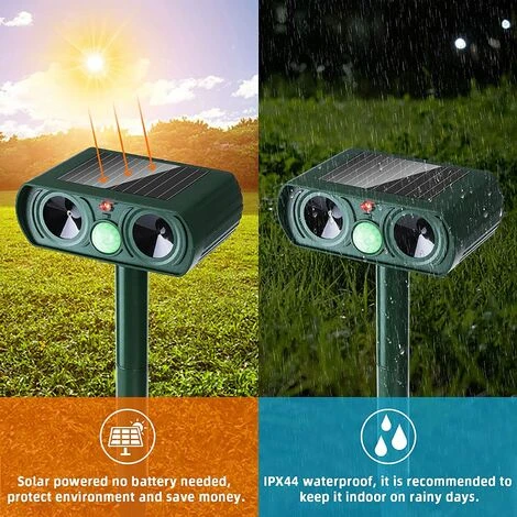 OSQI Répulsif Solaire Pour Animaux De Compagnie Répulsif à Ultrasons Pour Chat étanche Extérieur Répulsif à Ultrasons Pour Chats Jardins Fermes Sorties Sans Bruit – Image 4